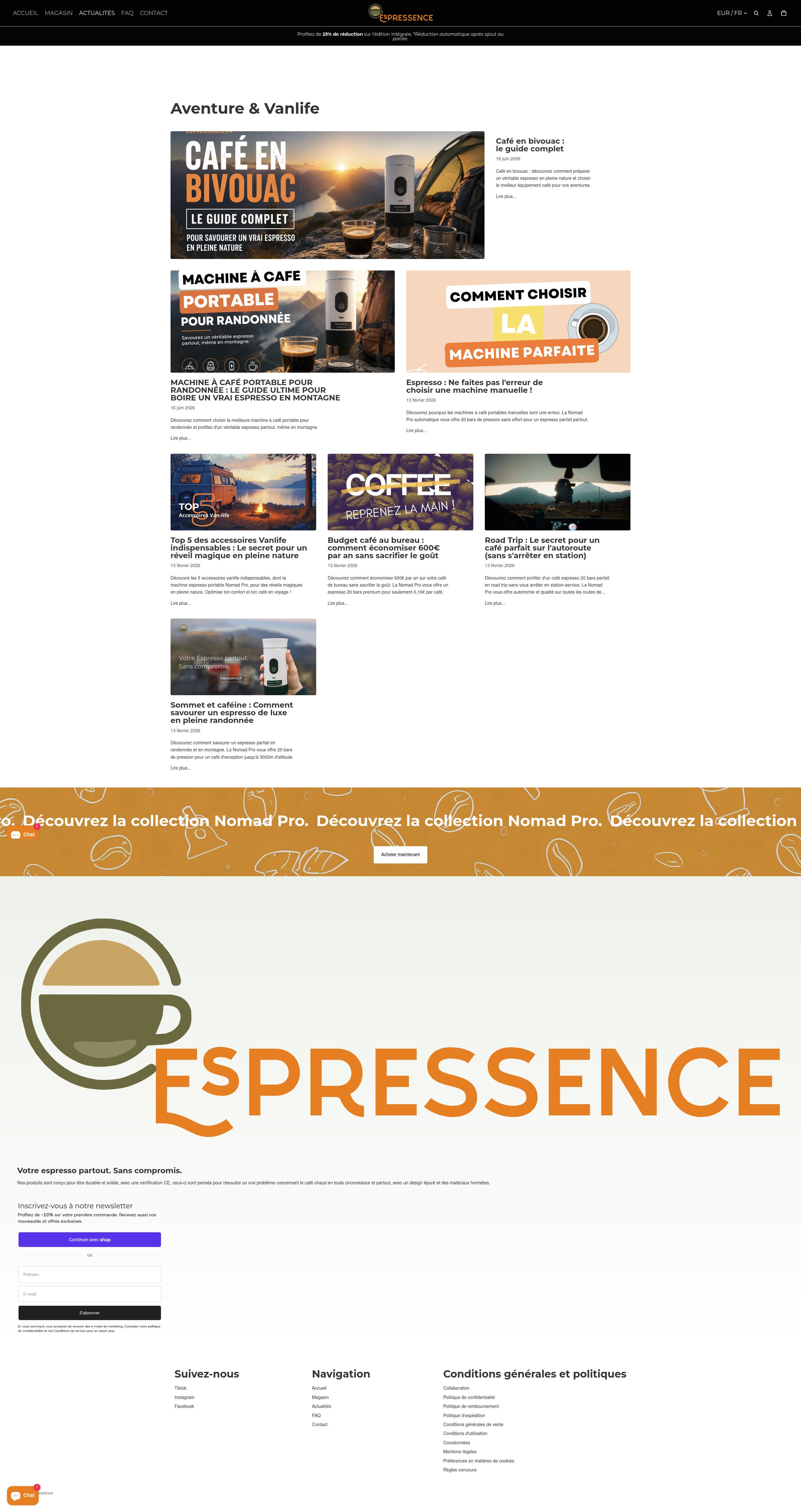 Espressence — Actualité desktop