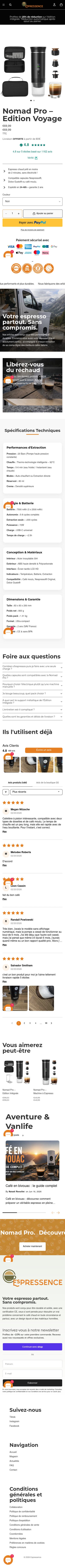 Espressence — Page produit mobile