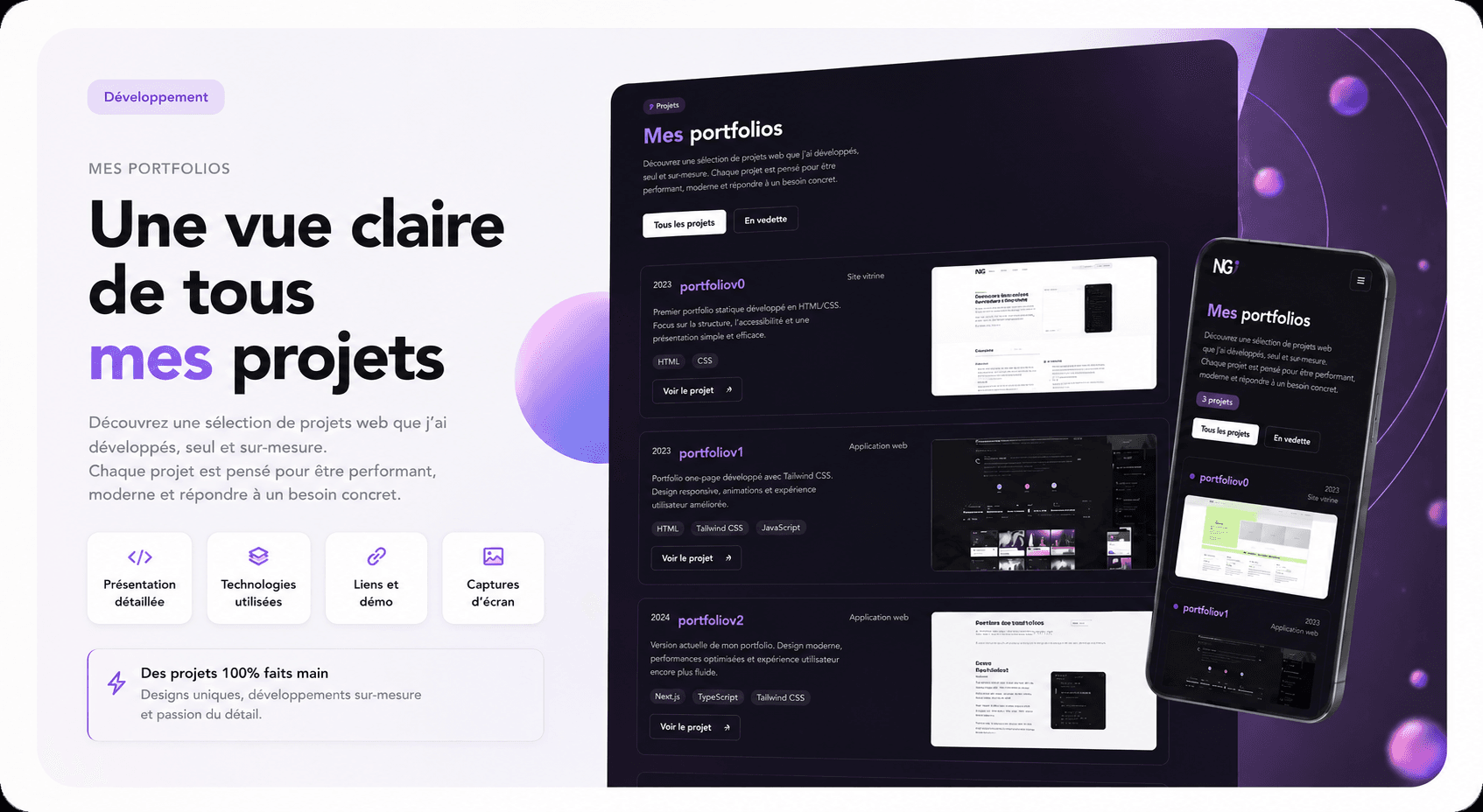 Mes portfolios — 3 versions, 2 ans