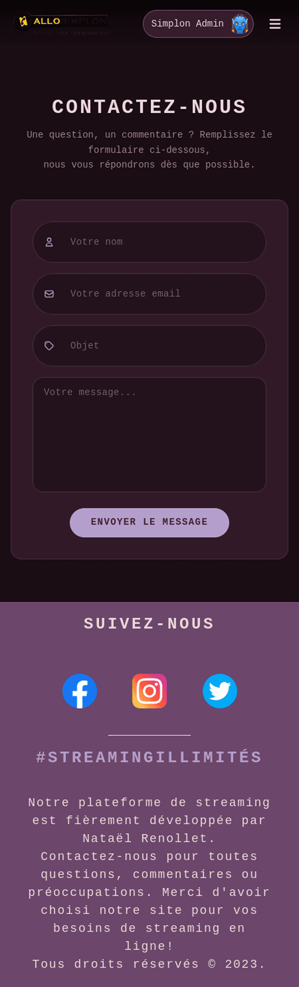 AlloSimplon — Contact mobile