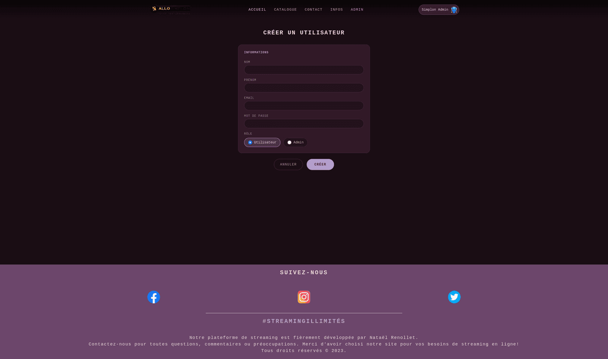 AlloSimplon — Créer un utilisateur