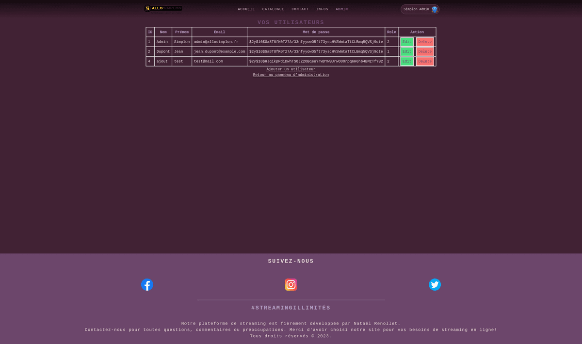 AlloSimplon — Gestion utilisateurs
