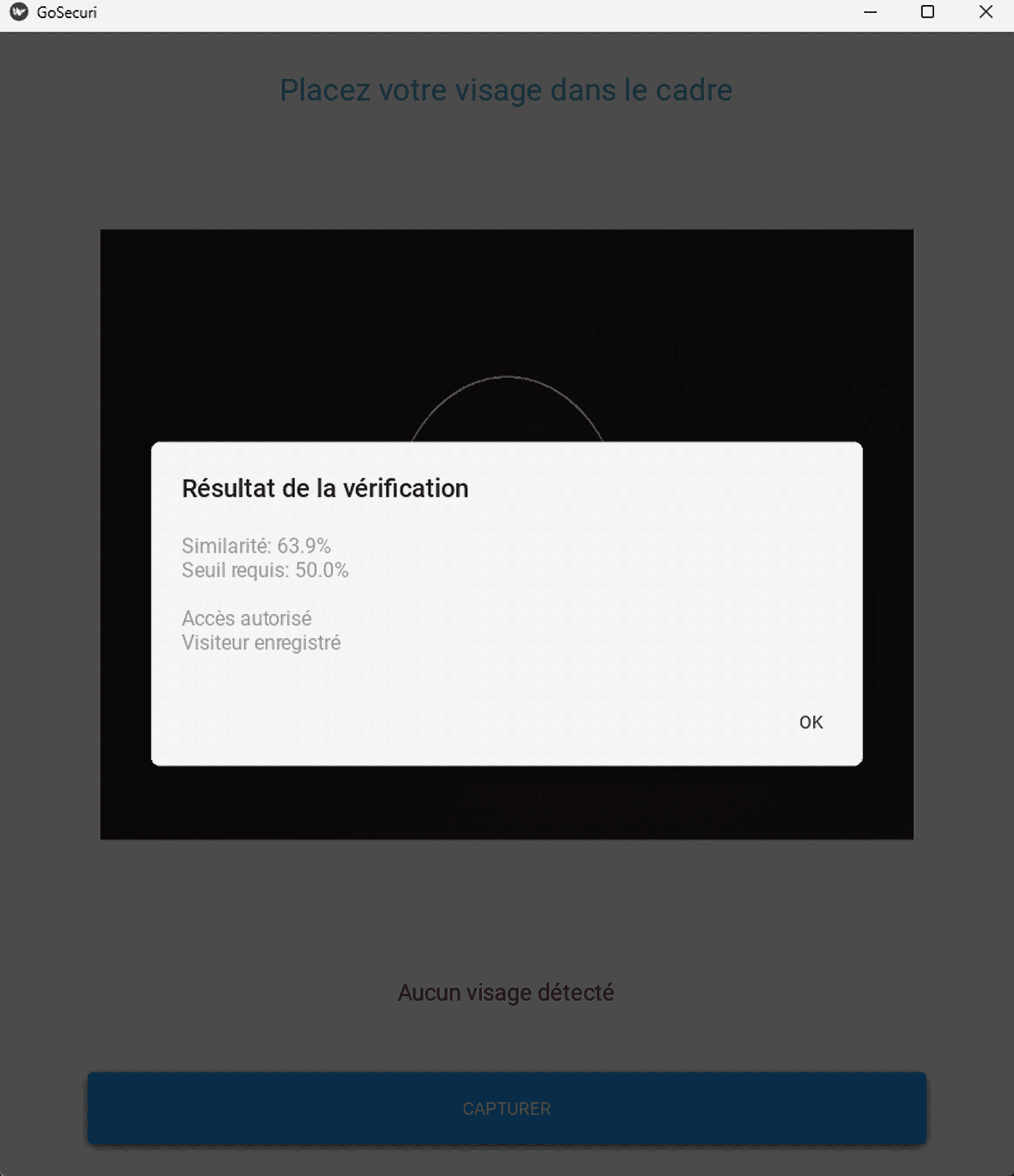 GoSecuri CNI — Vérification biométrique — similarité 63.9%