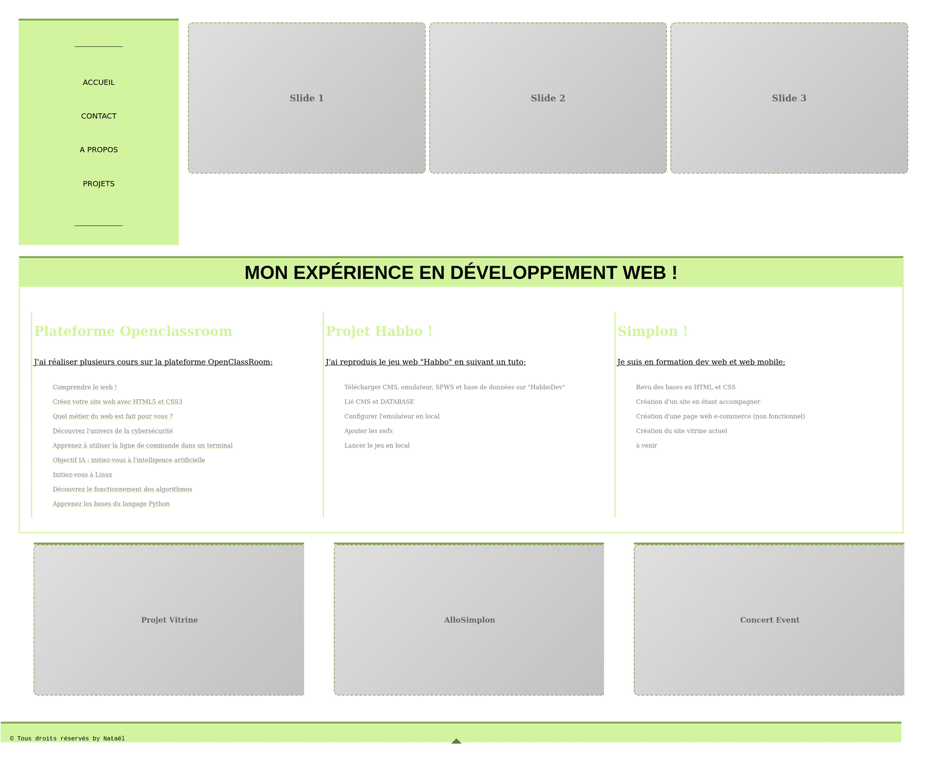 Portfolio v0 — aperçu principal