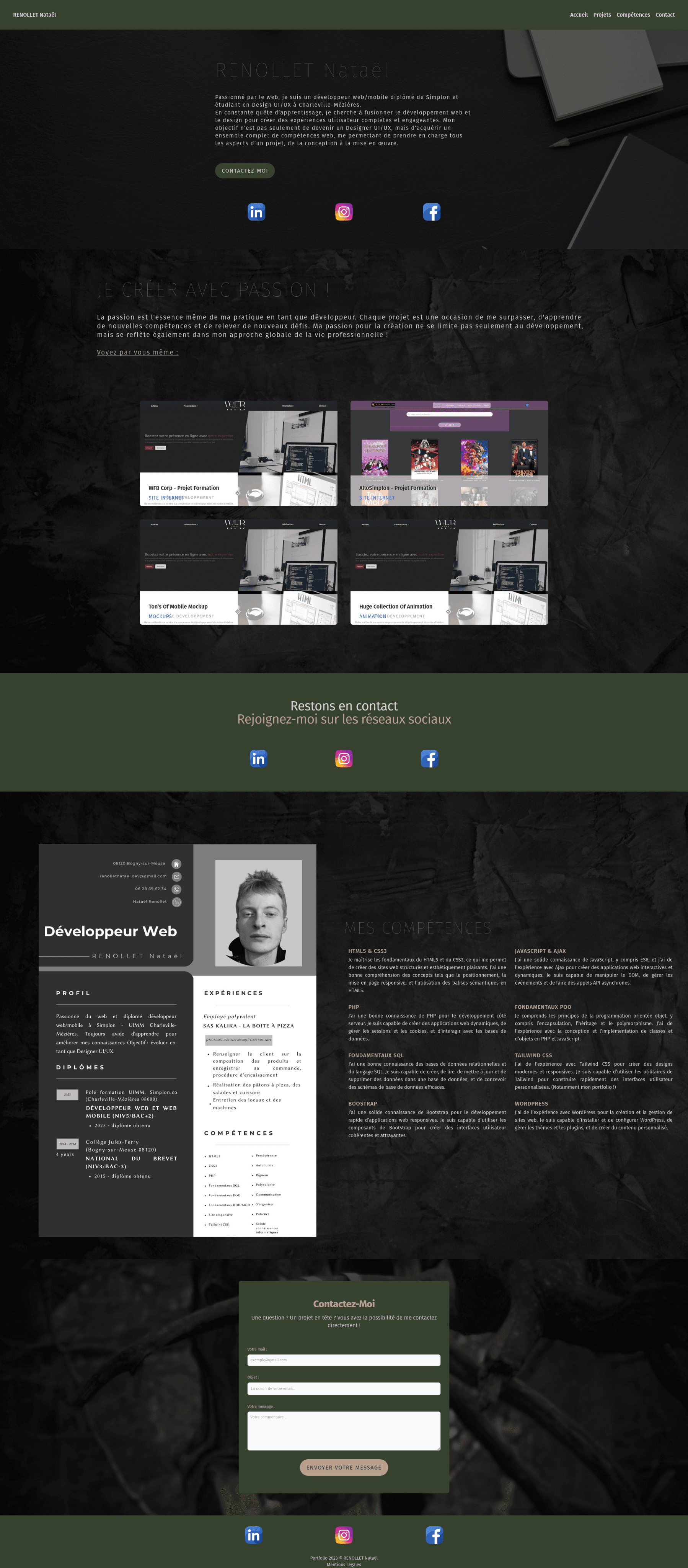 Portfolio v1 — aperçu desktop