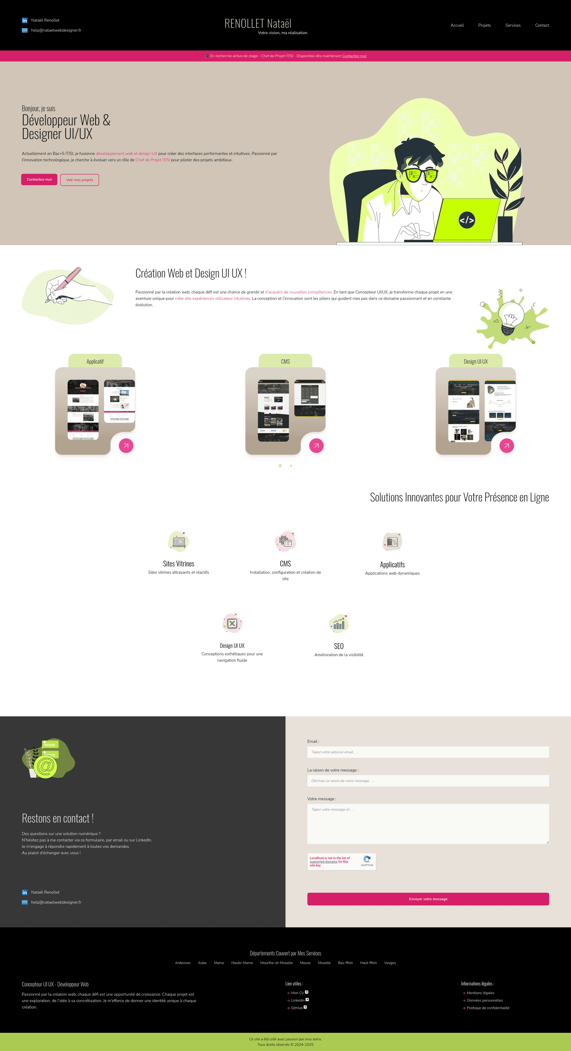 Portfolio v2 — aperçu desktop